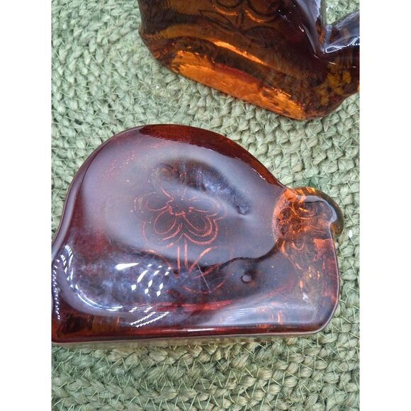 Amber Glass Turtle Bookends With Floral Detail 2-Piece Set Vintage Decorative Ac - Picture 6 of 7